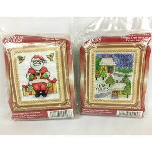 Design Works Cross Stitch Kit Christmas Santa Claus Picture Frame Mat 544 & 547